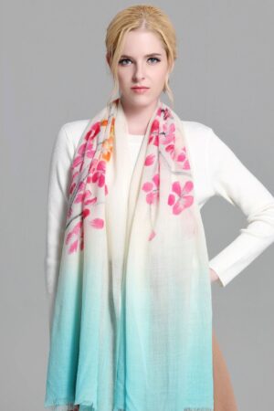 100% pure wool hand-painted scarf, free shipping